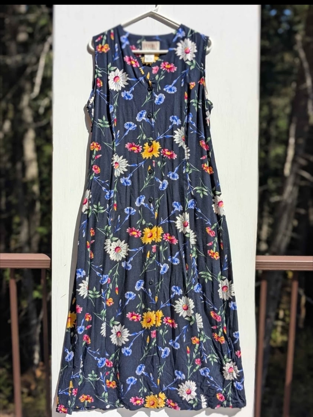 VintageJeremy Scott Navy Maxi Dress with Floral Print